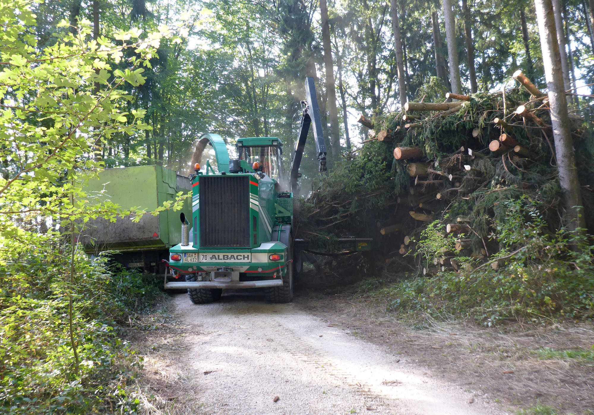 Buergermeisterkandidat G.F. Seitz, Hackschnitzelproduktion im heimischen Wald